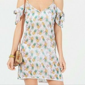 Miken Swim Pineapple Flutter Cold Shoulder Coverup sz XL